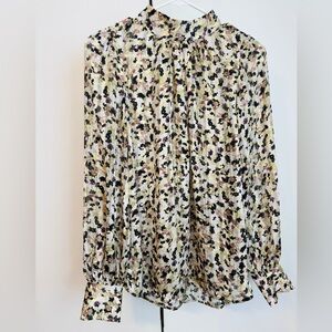 H&M NWOT High Neck Long Puff Sleeve- semi sheer